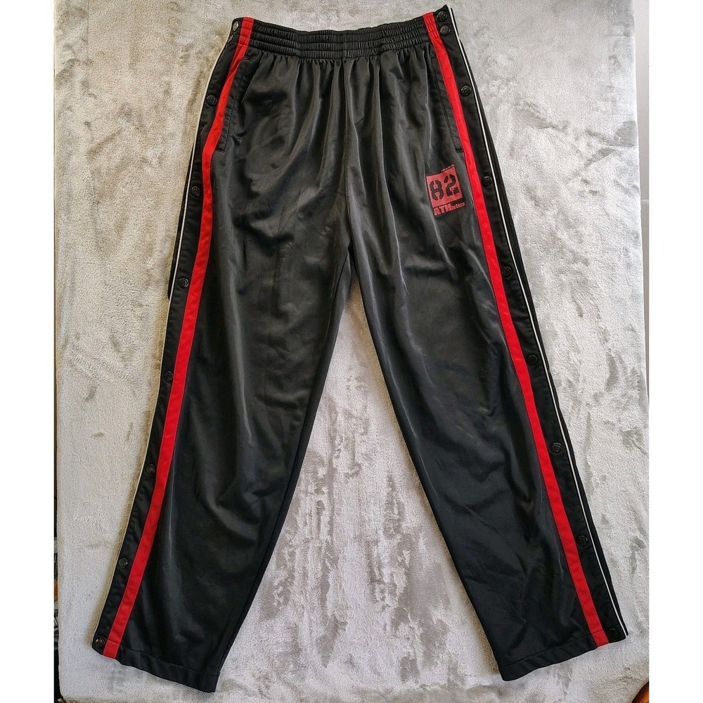 Vintage PLUGG Breakaway Snap Track Pants Y2K 90s Mens Large Black Red